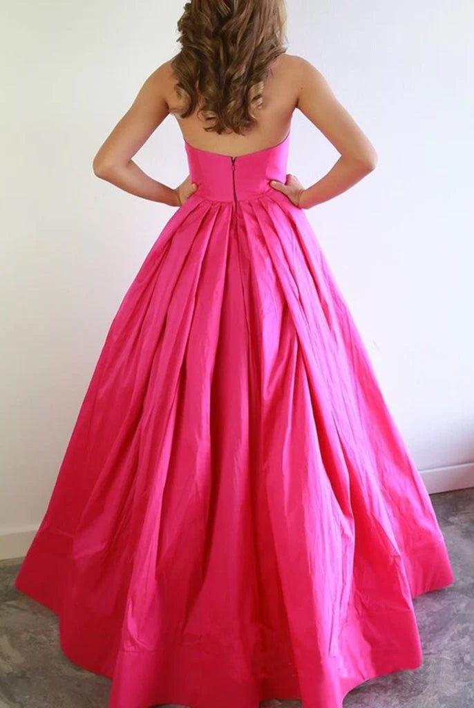 Sloane | Chic A - line Sweetheart Fuchsia Prom Dresses Satin Prom Dress Evening Dress - KissProm