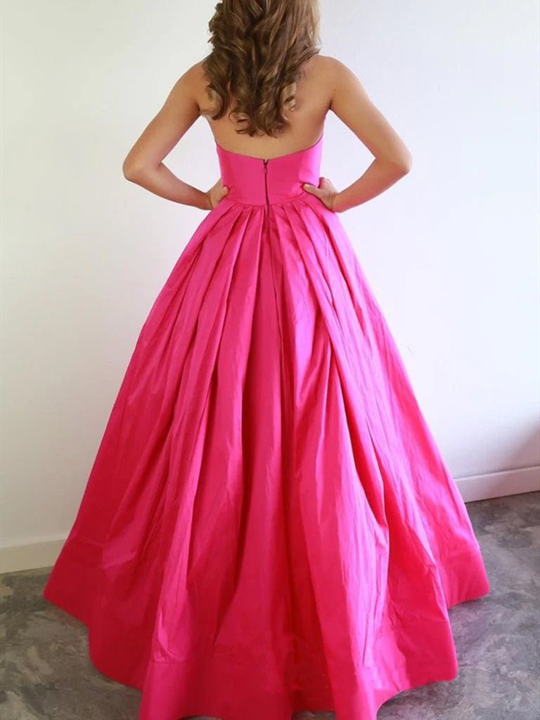 Sloane | Chic A - line Sweetheart Fuchsia Prom Dresses Satin Prom Dress Evening Dress - KissProm