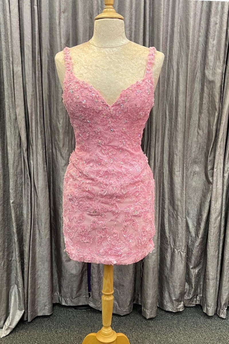 Braelynn | Pink Tulle Floral Appliques Sweetheart Lace-Up Quinceanera Dress