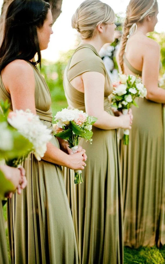 Jersey Simple Garden Bridesmaid Dress with Open Back and Sash