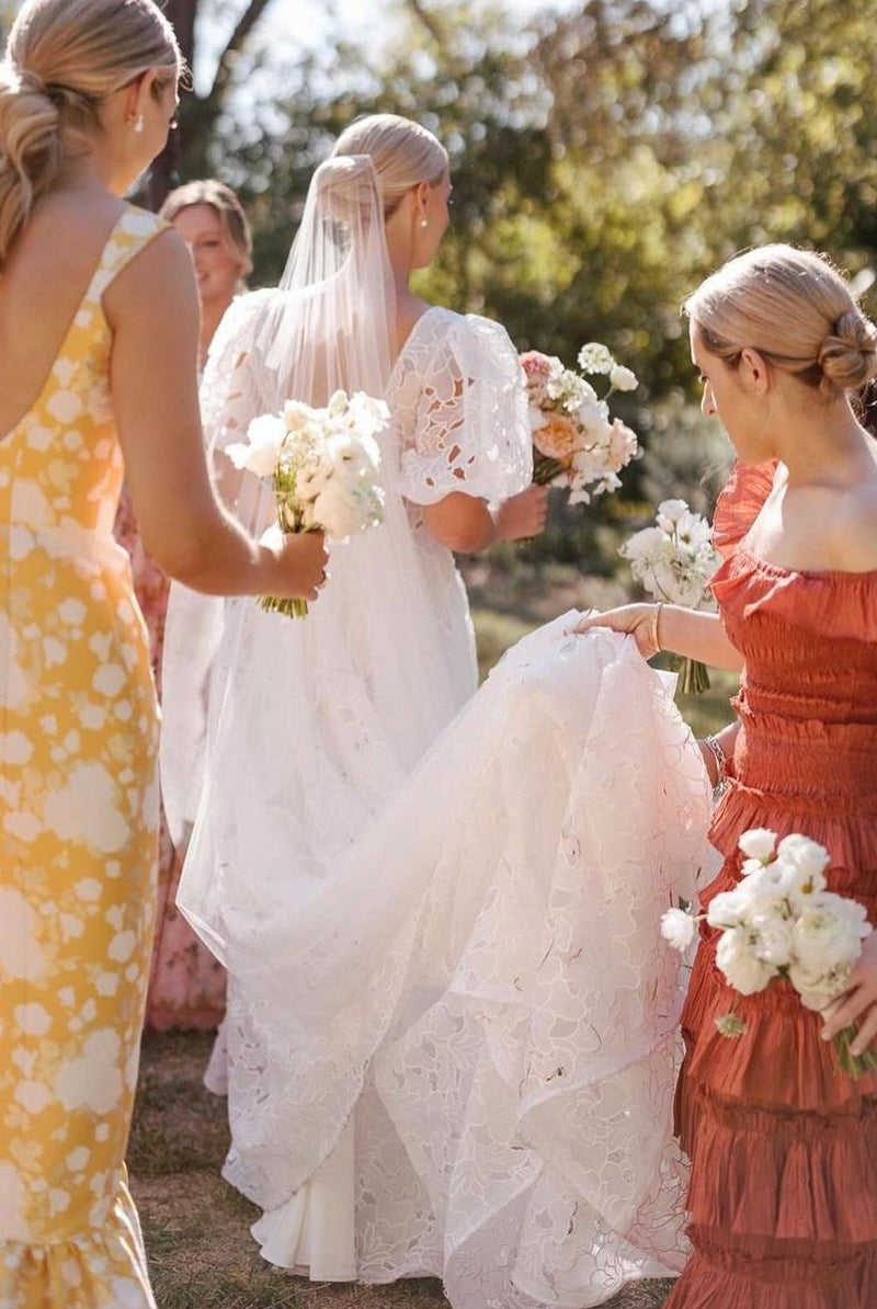 A-Line Square Neck Vintage Lace Wedding Dresses – Wedding Dresses by KissProm | Available at KissProm