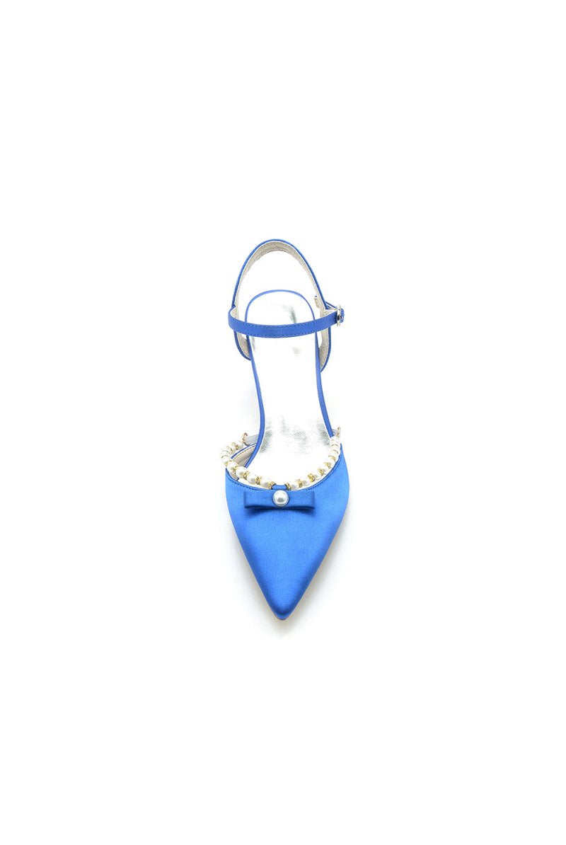 Pearl Satin Pointed Toe High Heels - KissProm