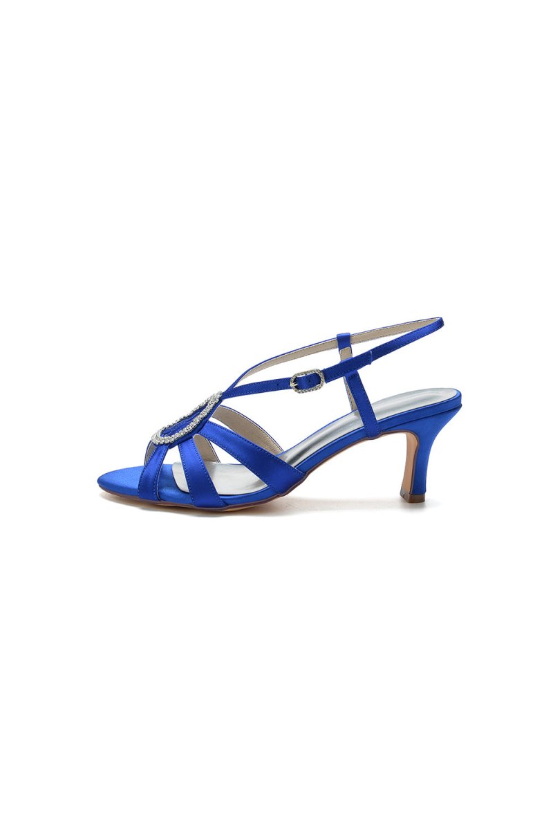 Chic Blue Silk Sandals Featuring Decorative Metal Ring - KissProm