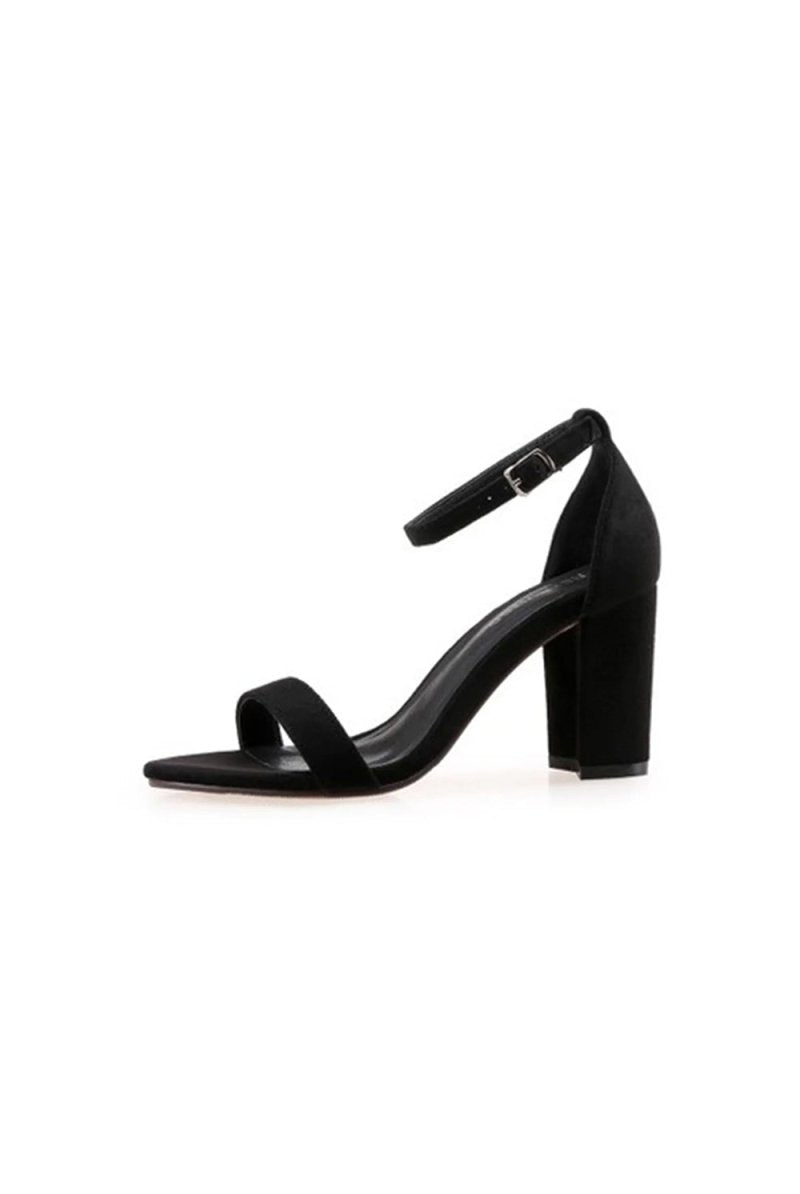 Outdoor Peep Toe Chunky Heel Suede Shoes With Ankle Strap Buckle - KissProm