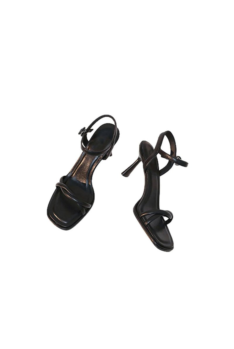 Outdoor Microfiber Leather Sandals Peep Toe Stiletto Heel Fashion Shoes With Buckle Braided Strap - KissProm