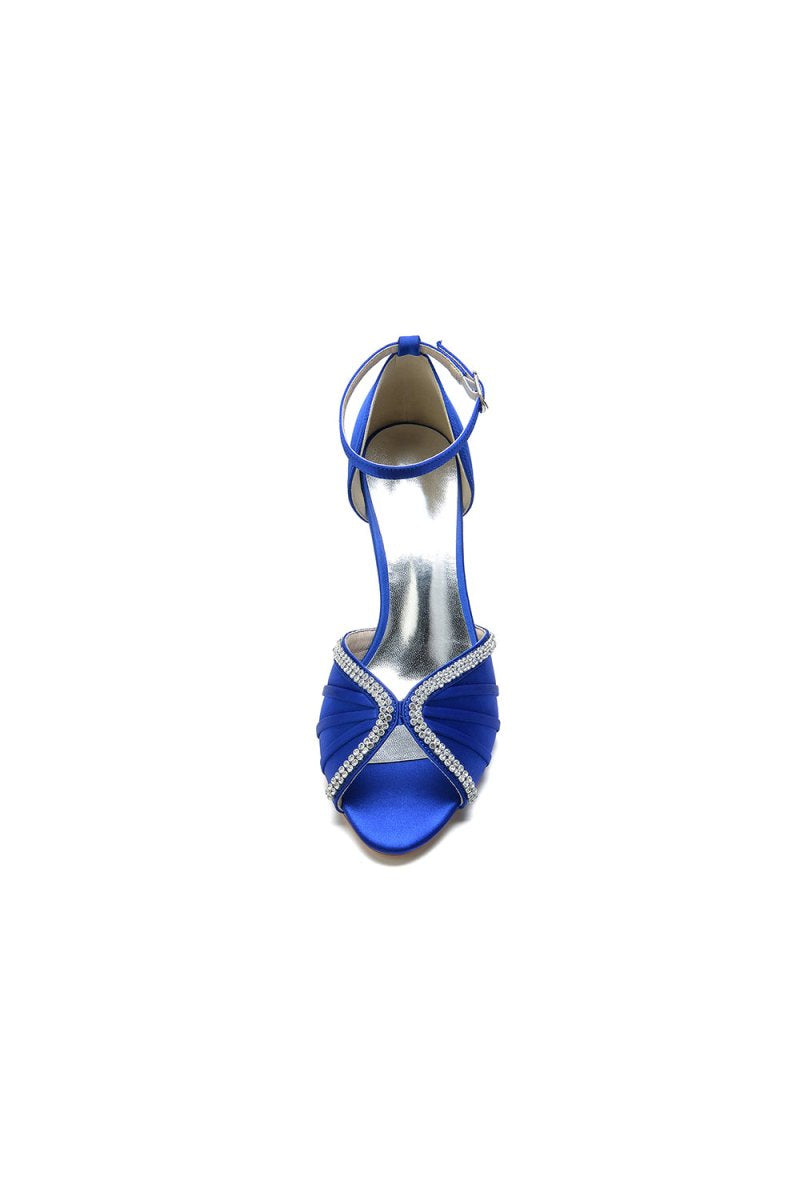 Elegant Rayel Blue Satin Pump with Rhinestone Accents - KissProm