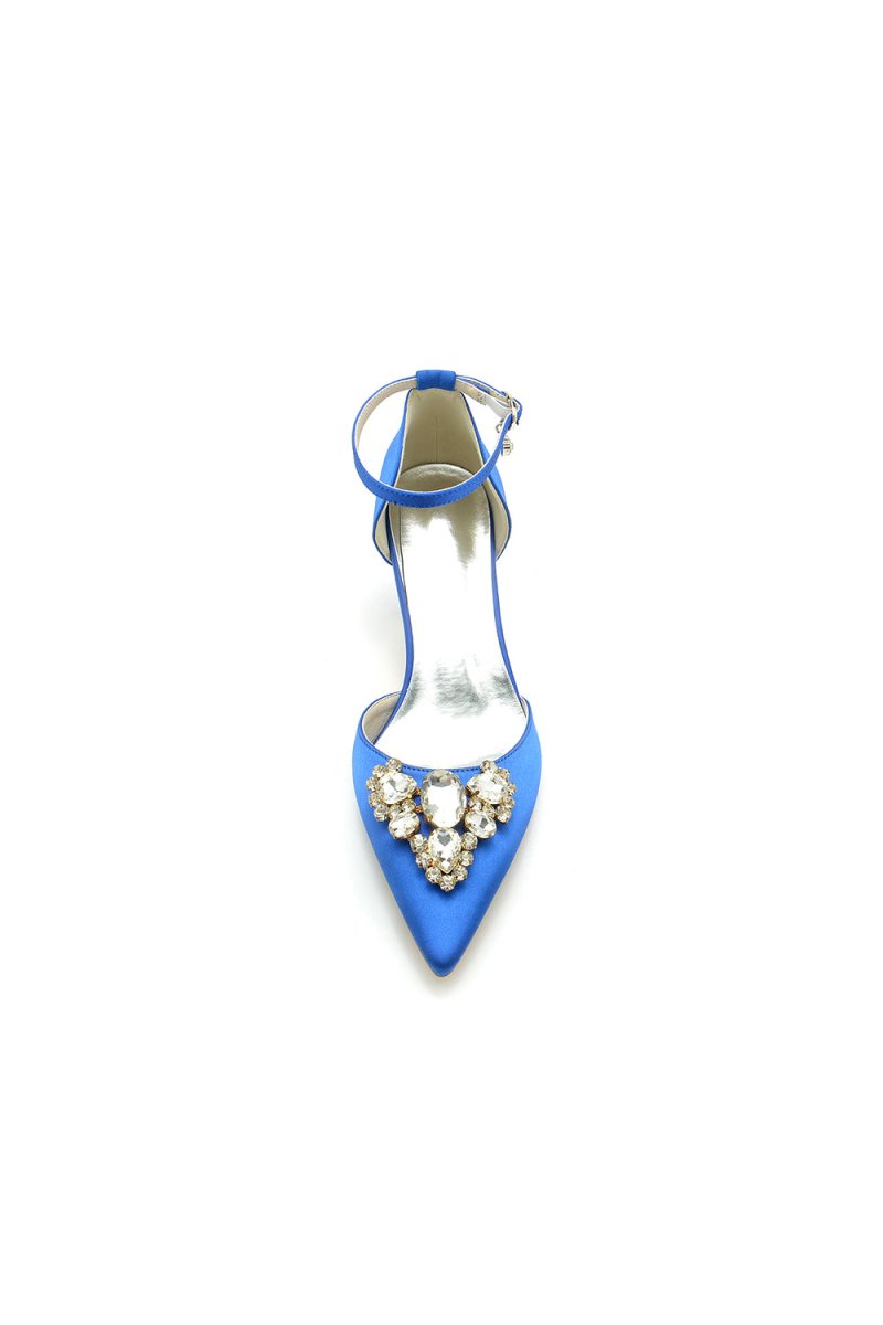 Rhinestone Pointed Toe Kitten Heels With Rhinestone - KissProm
