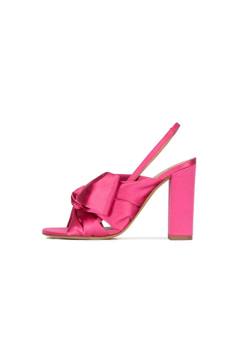 Satin Peep Toe Chunky Heel Outdoor Shoes With Bow - Knot - KissProm