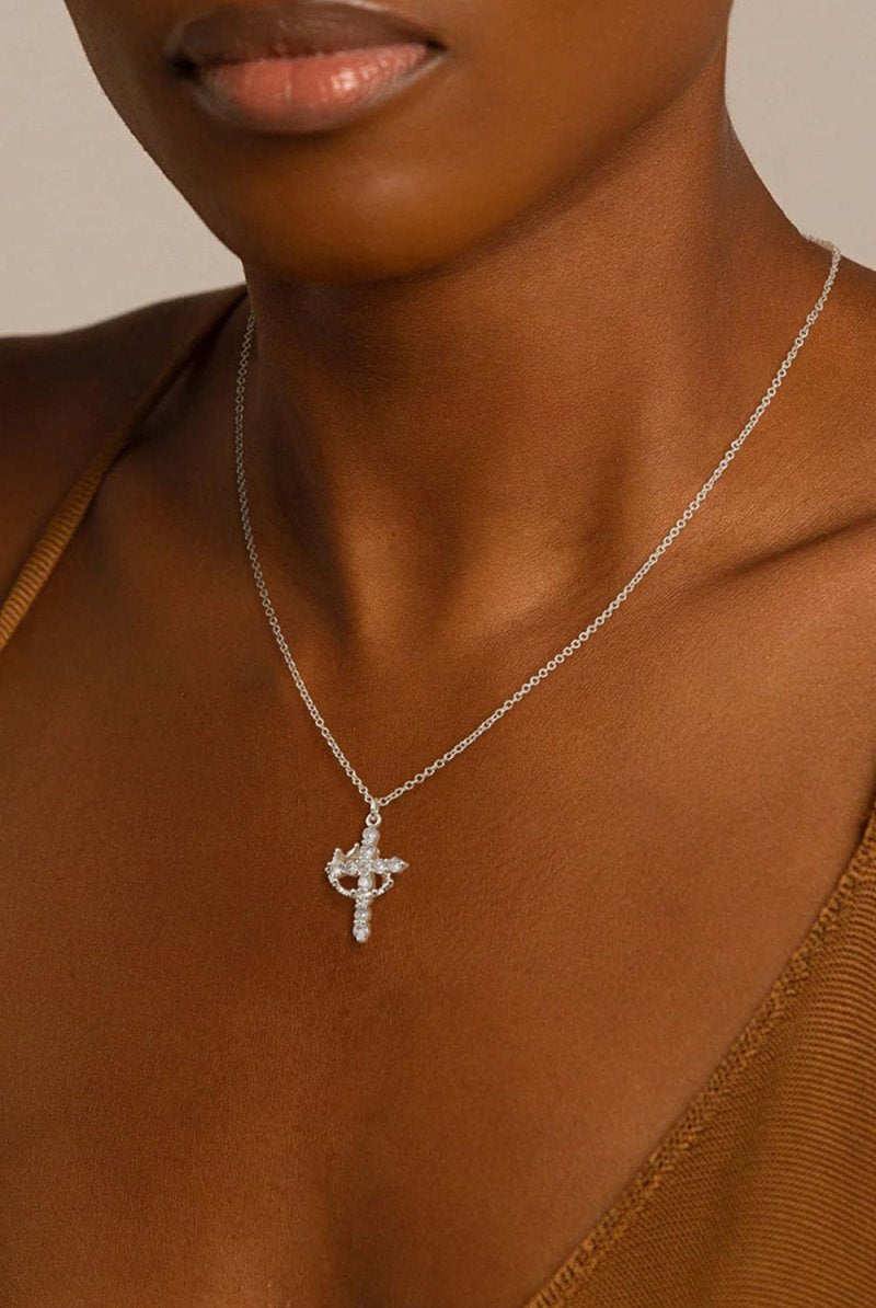 Cross Crown Pendant Zircon Necklace