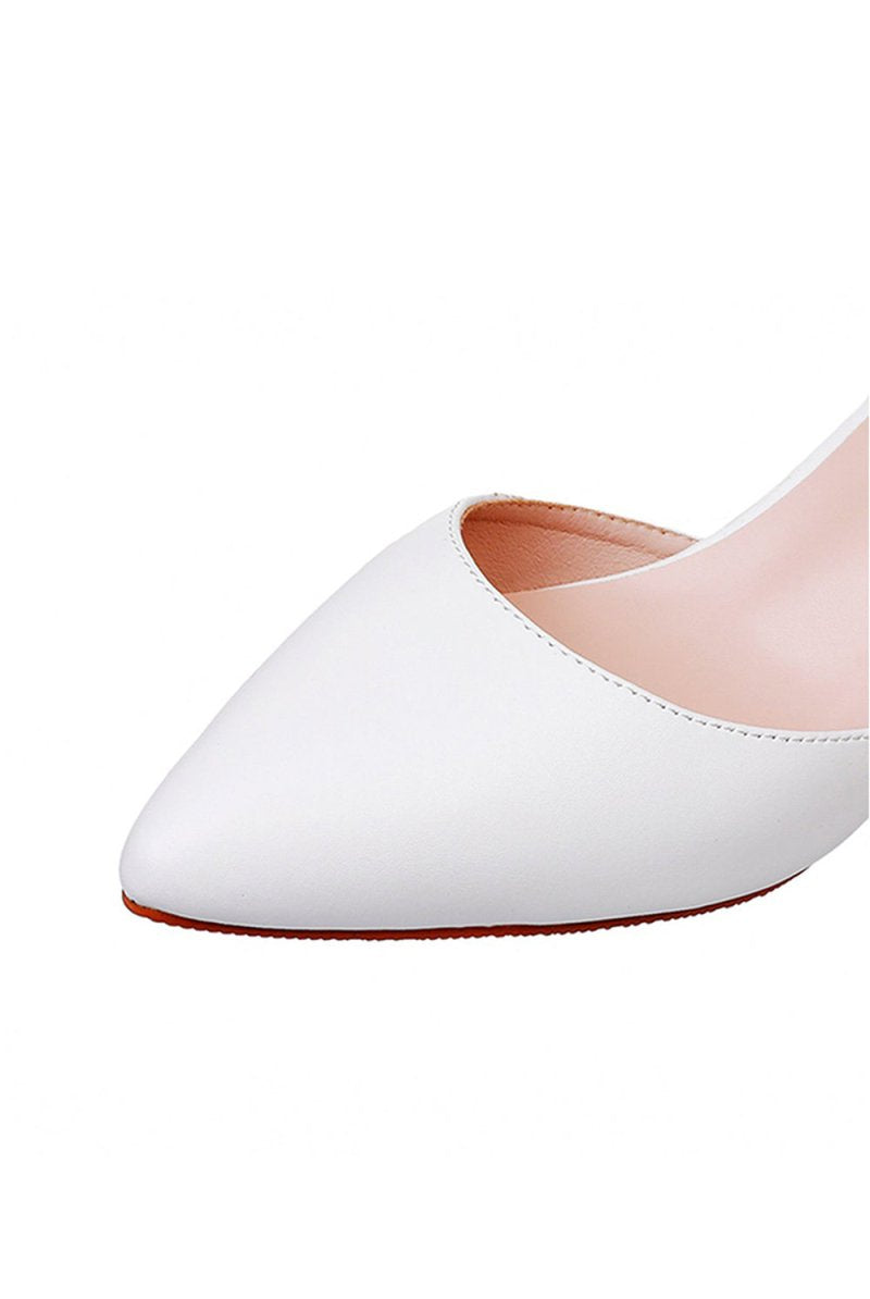 Mid Heel Matte Pointed Toe PU Wedding Shoes - KissProm
