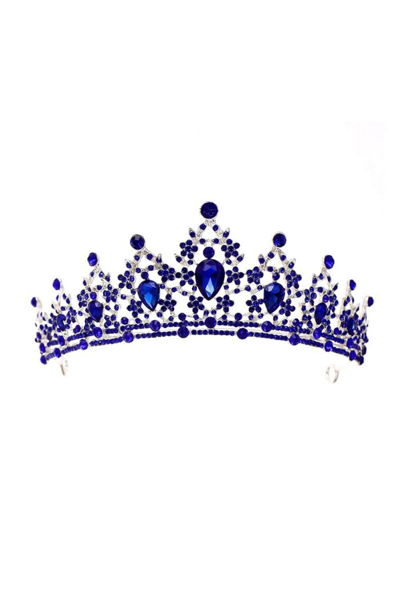Crystal - Embellished Tiara in Blue Tone - KissProm