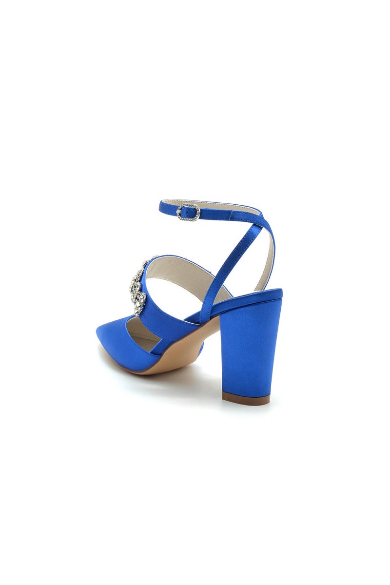 Black Satin Pump with Sparkling Silver Accent - KissProm