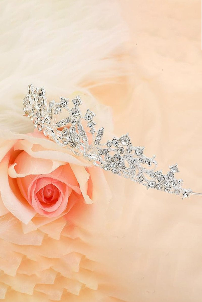 Silver Rhinestones Princess Crown - KissProm