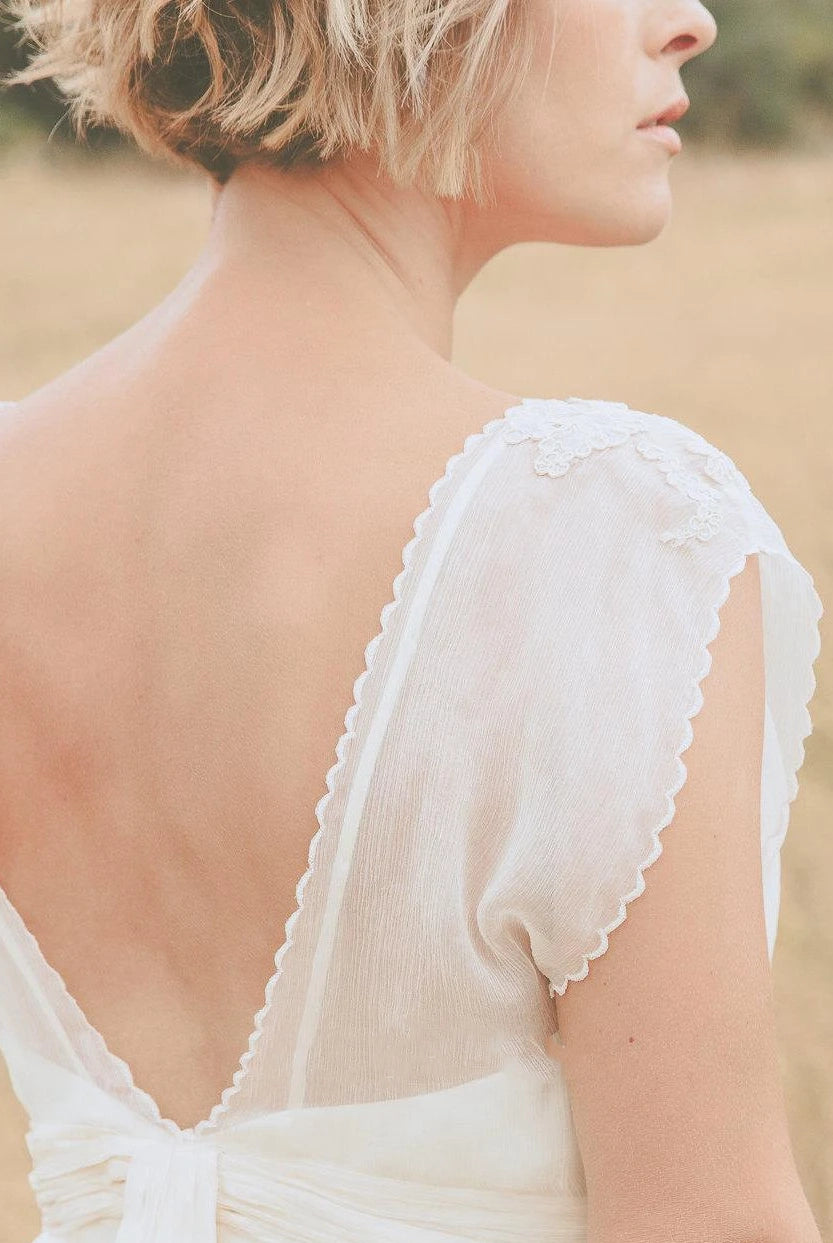 Belle Crinkle Low Back In Dark Ivory Wedding Dress