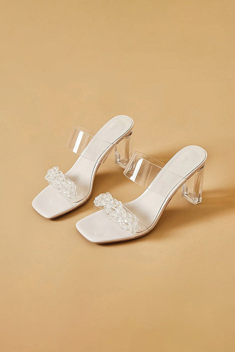 Outdoor Peep Toe Sandals Chunky Heel Fashion Shoes With Beaded - KissProm