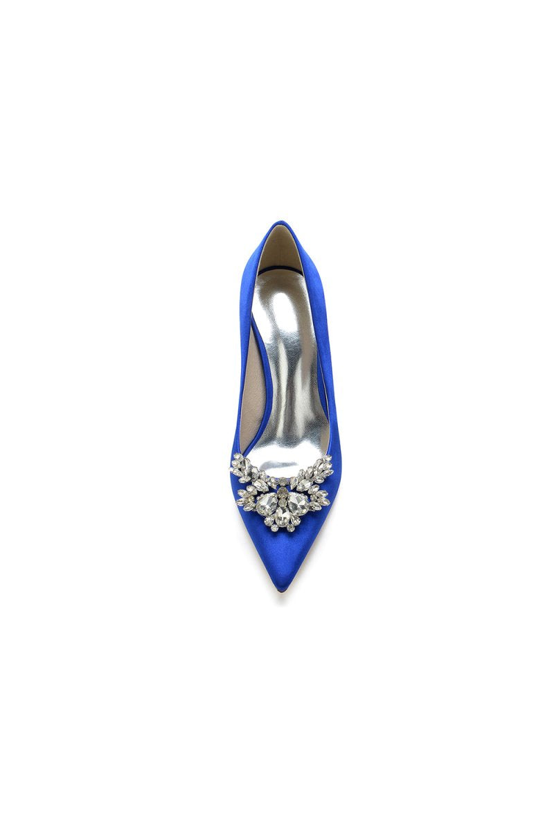 Party Pointed Toe Crystal Satin High Heels - KissProm