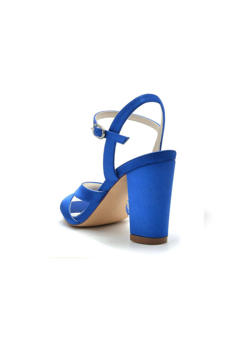 Simple Open Toe Block Heels with Ankle Strap - KissProm