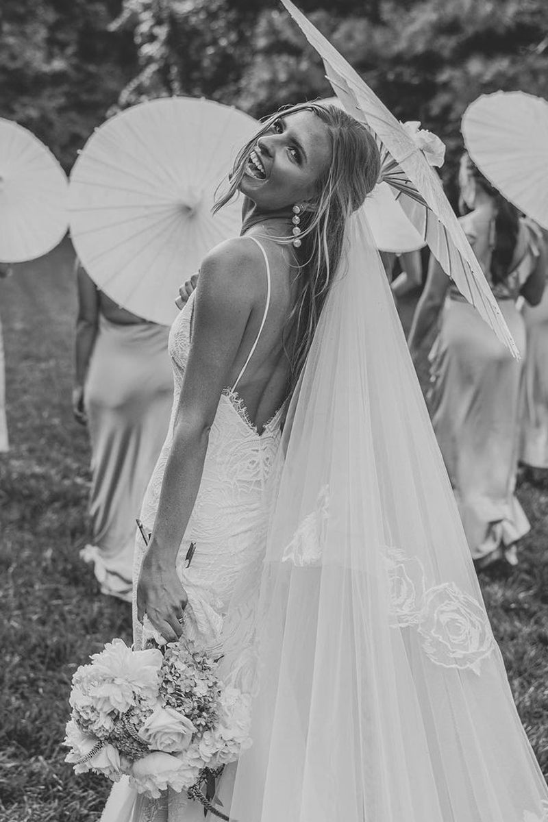 Boho Mermaid V Neck Lace Wedding Dresses - KissProm