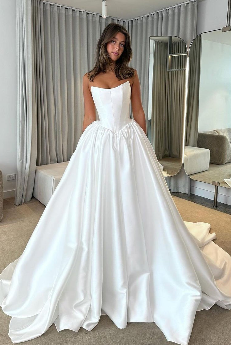 Ayasha | Ball Gown Strapless Satin Wedding Dresses