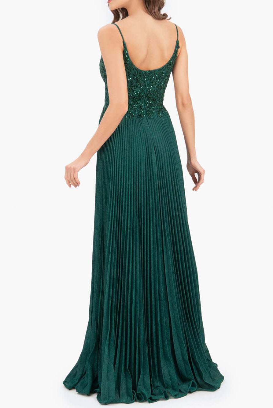 Elizabeth | Rose Pink A - line Floor Length Glitter Jersey Prom Dress with Appliques and Sequins - KissProm