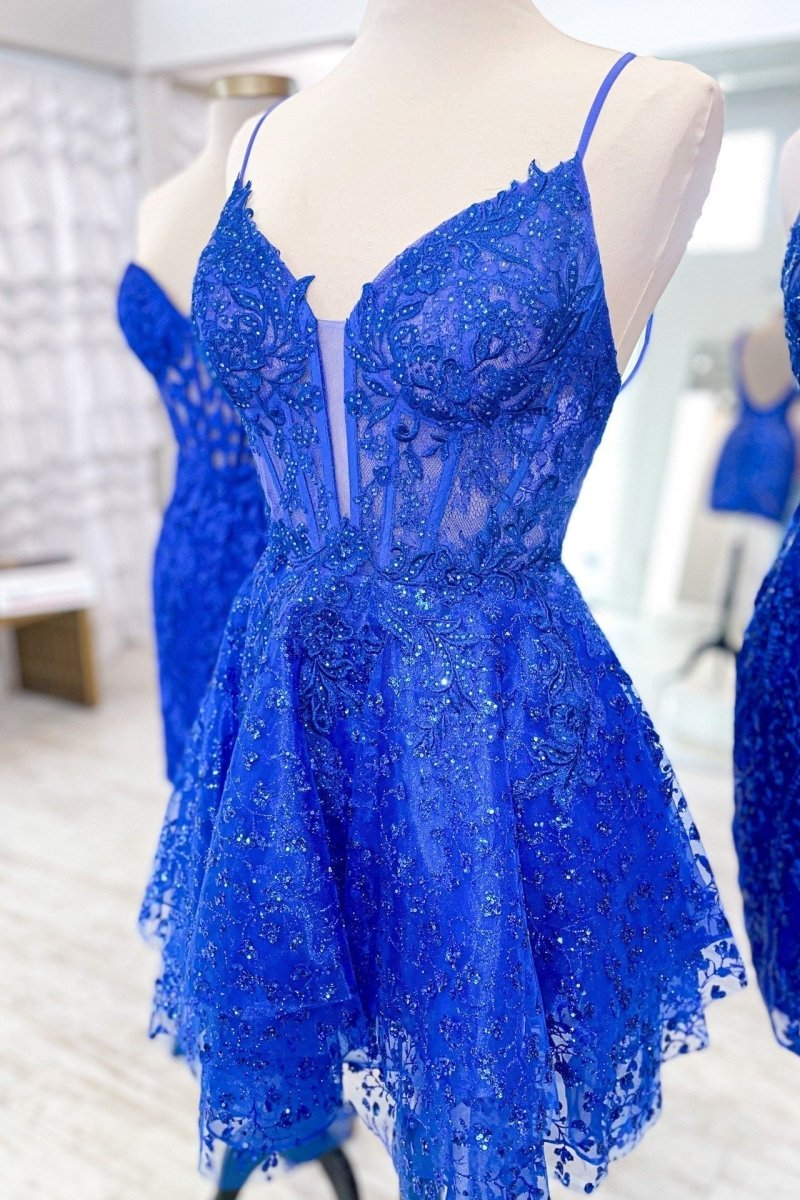 Heiden | A-Line Spaghetti Straps Short Homecoming Dress with Appliques