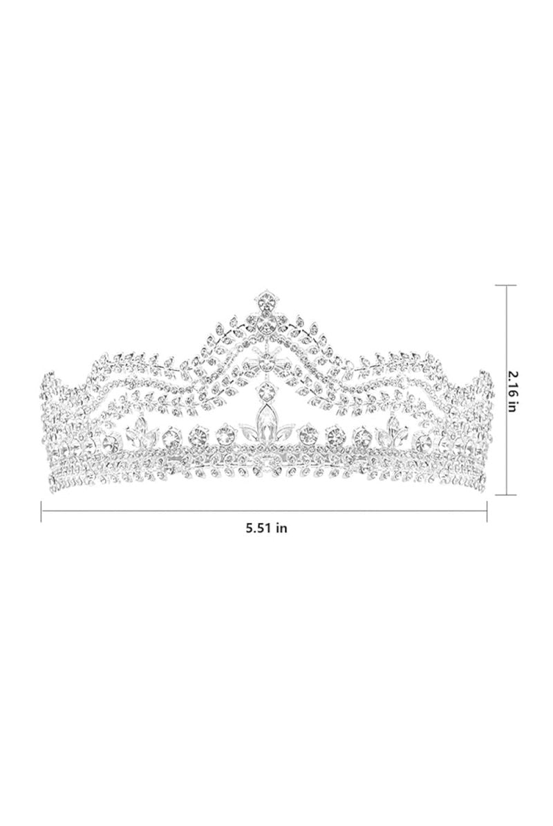 Crystal - Embellished Tiara in Silver Tone - KissProm