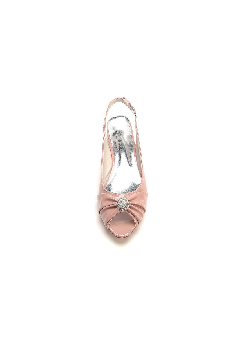 Glossy Fishmouth Sandals with Silver Metal Accents - KissProm