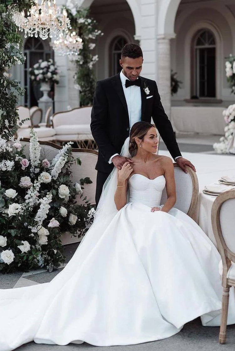 Ball Gown Sweetheart Satin Wedding Dresses