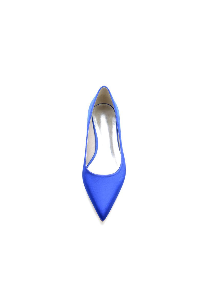 Simple Pointed Toe Satin Low Heels - KissProm