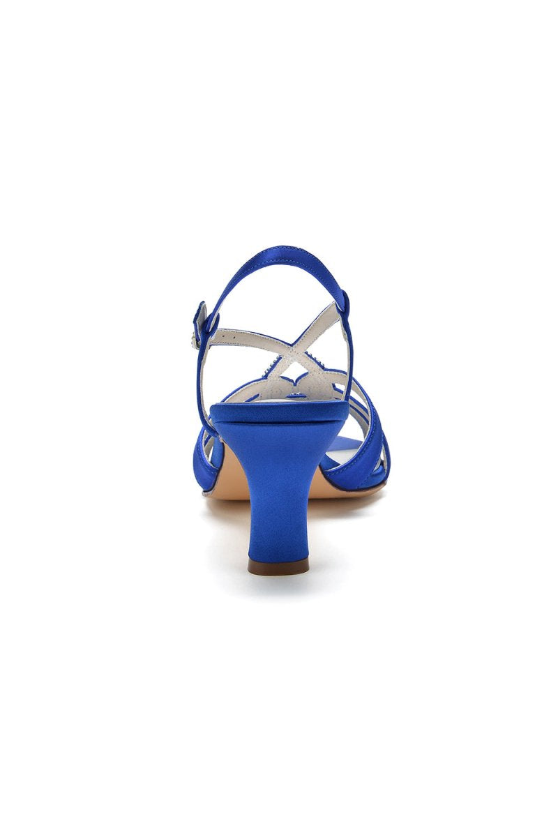 Chic Blue Silk Sandals Featuring Decorative Metal Ring - KissProm