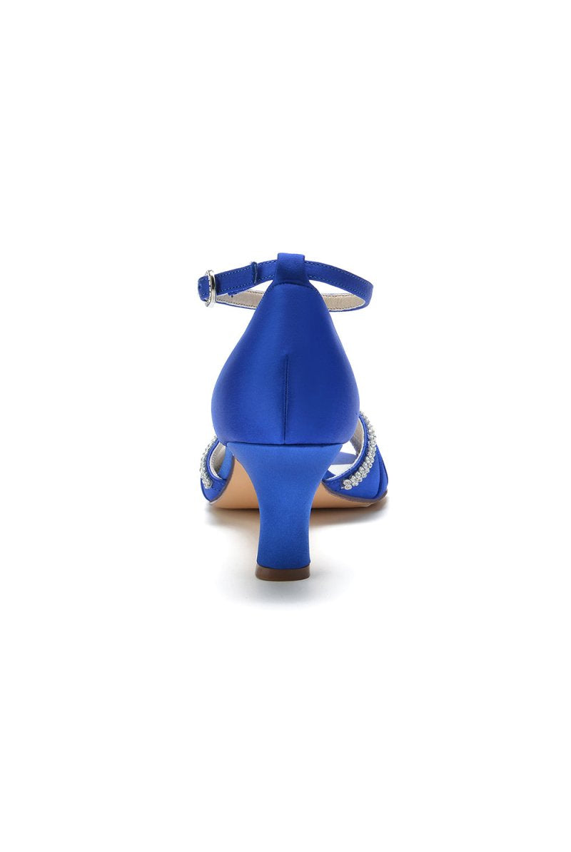 Elegant Rayel Blue Satin Pump with Rhinestone Accents - KissProm