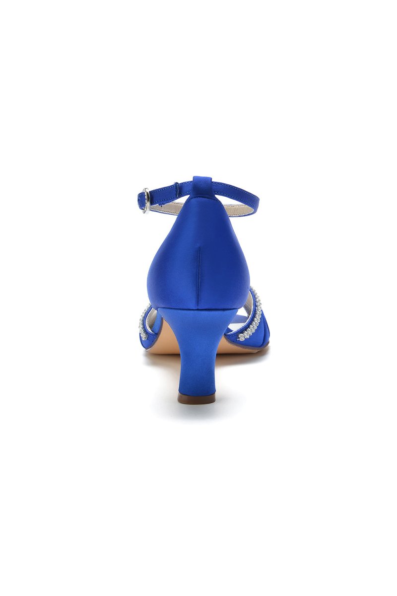 Elegant Rayel Blue Satin Pump with Rhinestone Accents - KissProm