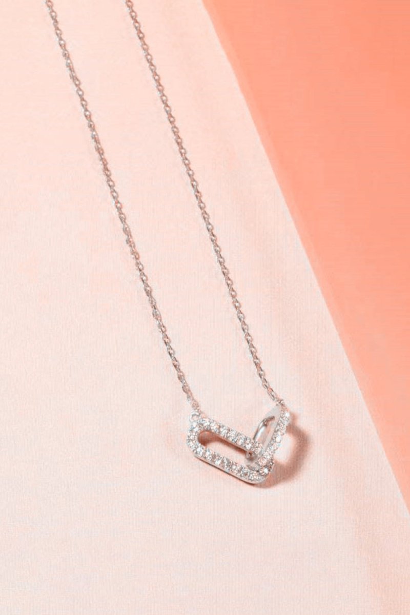 Double Oval Knot Pendant Diamond Necklace - KissProm