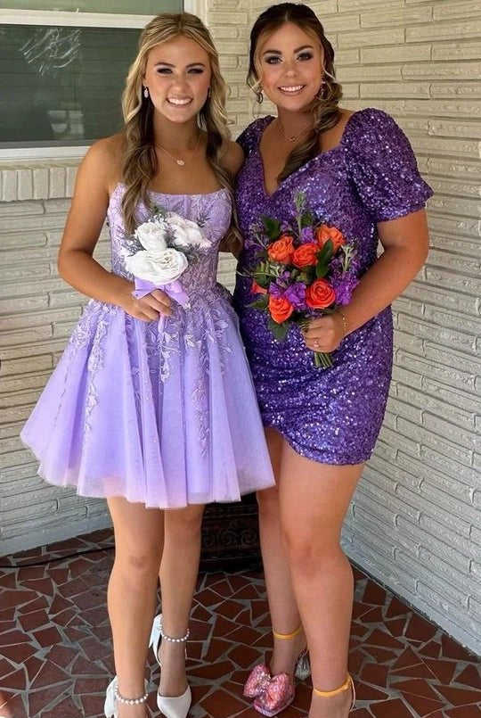 Petunia |A-Line Tulle Lace Homecoming Dress with Appliques