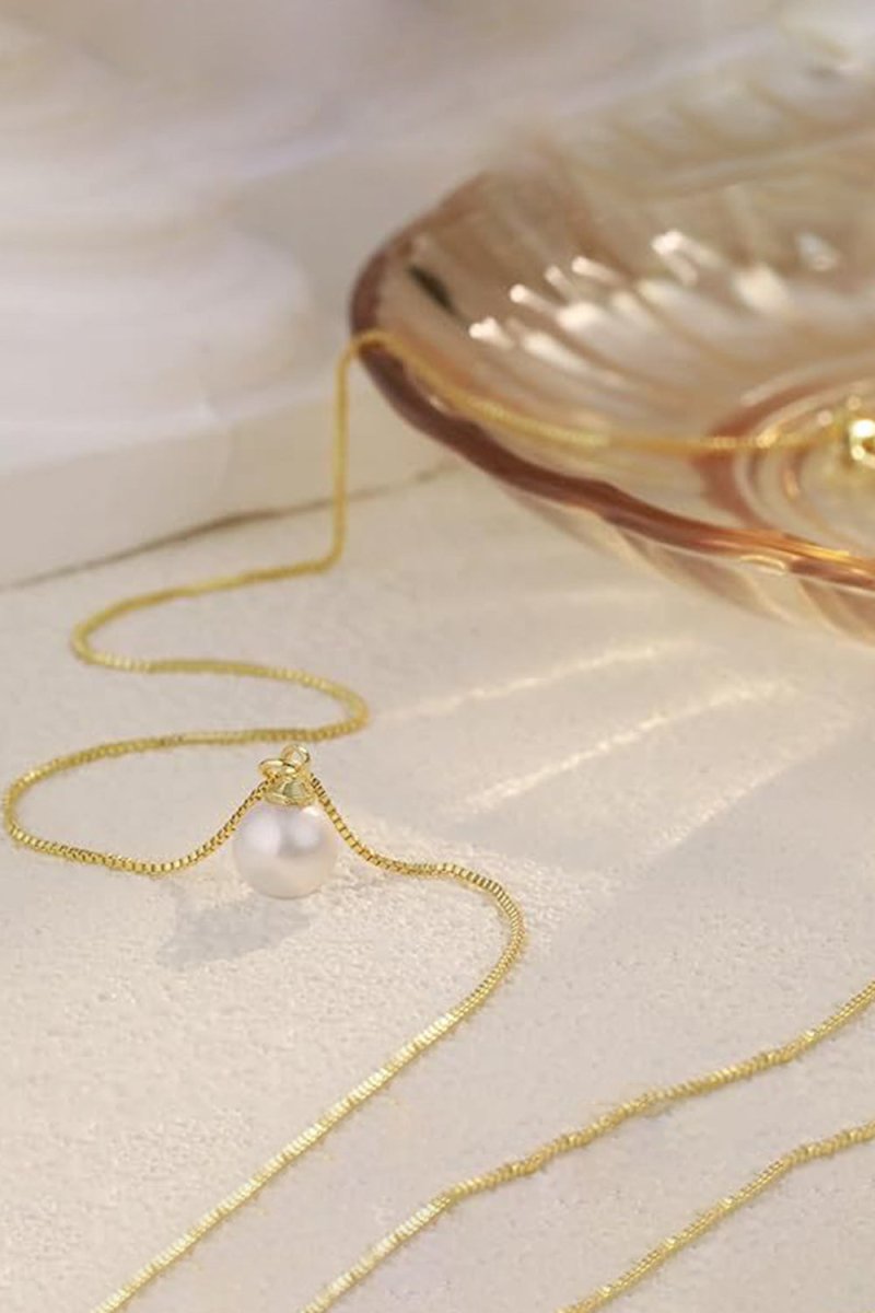 Gold Pearl Pendant Necklace - KissProm
