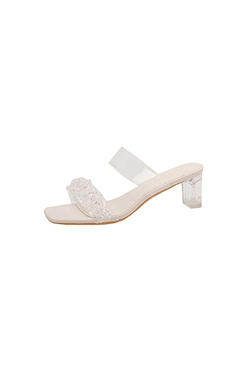 Outdoor Peep Toe Sandals Chunky Heel Fashion Shoes With Beaded - KissProm