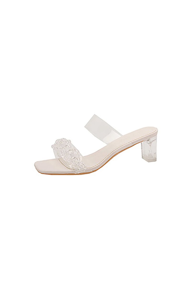 Outdoor Peep Toe Sandals Chunky Heel Fashion Shoes With Beaded - KissProm