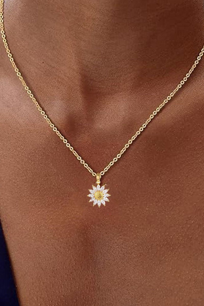 Sunflower Pendant Zircon Necklace - KissProm