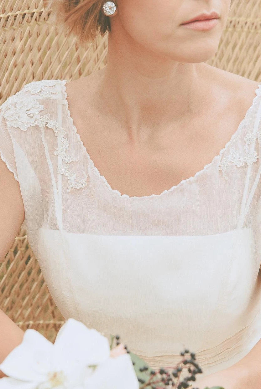 Belle Crinkle Low Back In Dark Ivory Wedding Dress