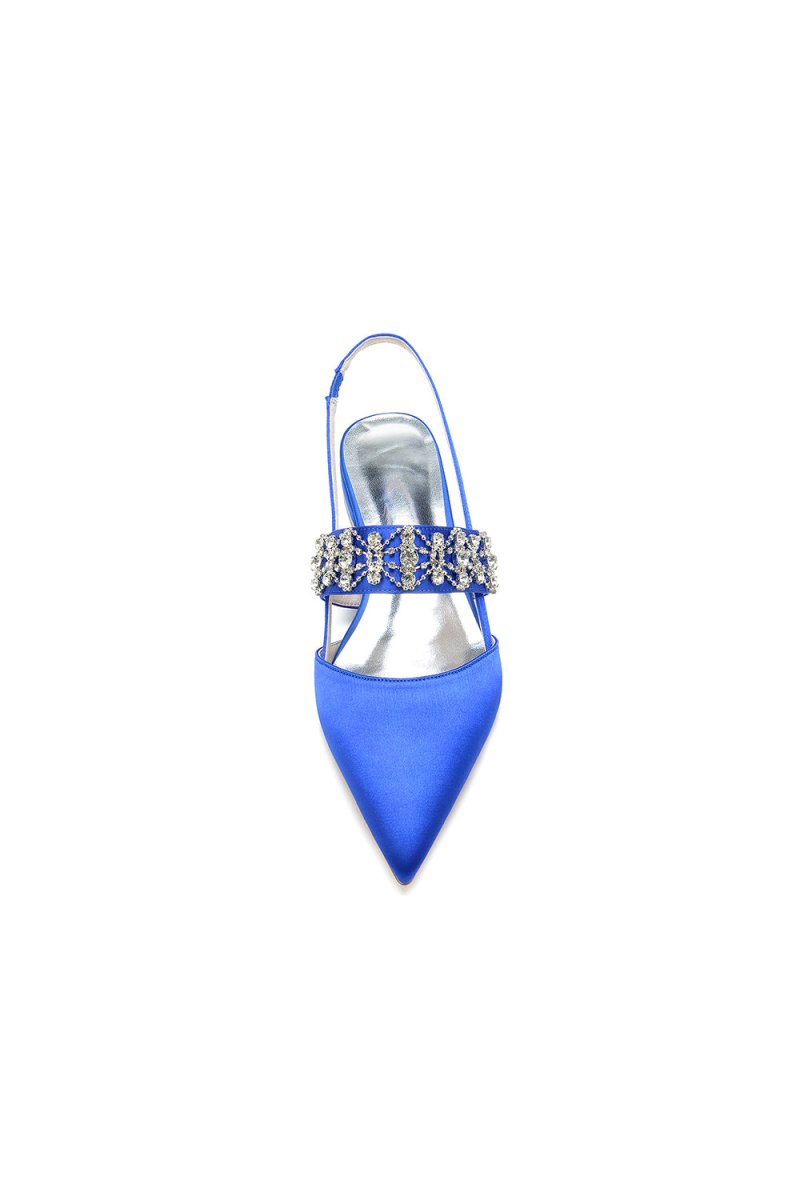 Pointed Toe Rhinestone Beaded Kitten Heels - KissProm