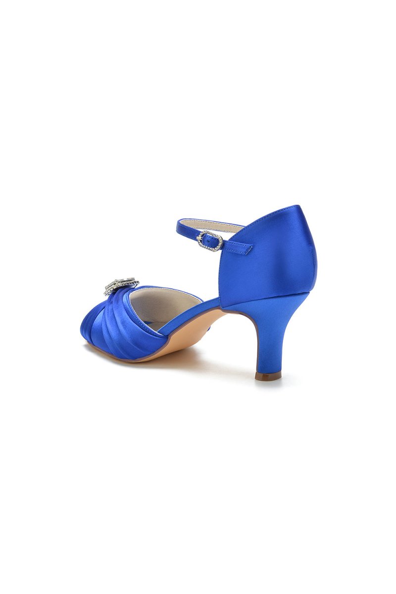 Elegant Blue Pump with Silver Buckle Accent - KissProm