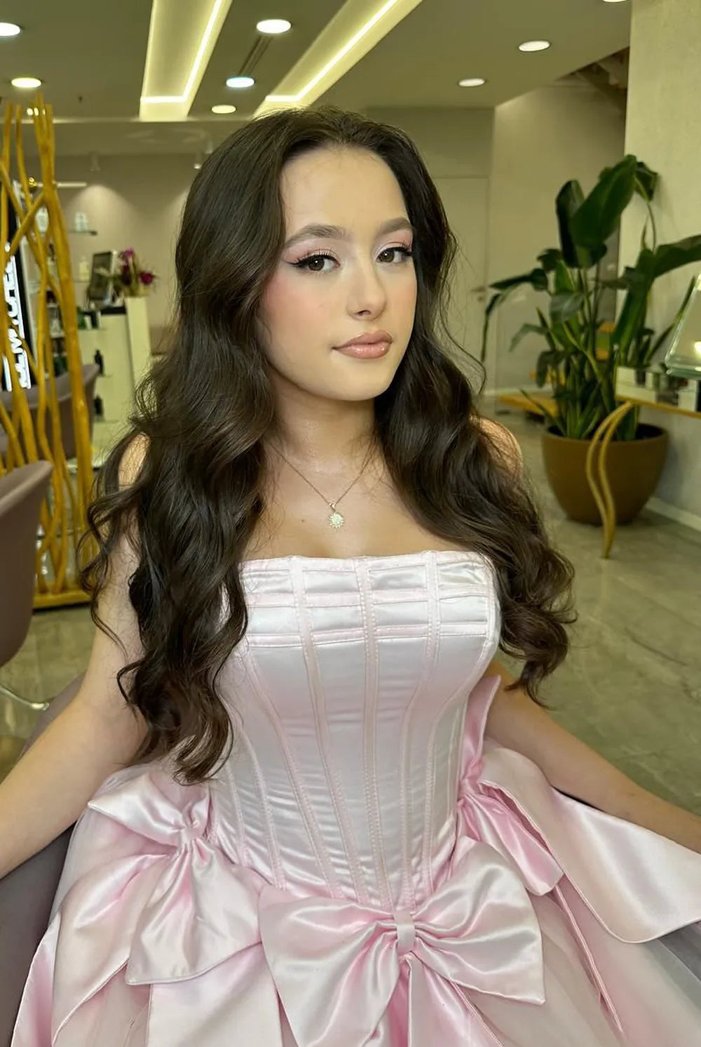 Pink Strapless Tulle A-Line Short Corset Homecoming Dress with Bow