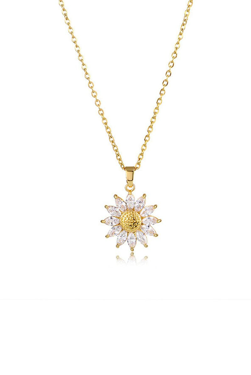 Sunflower Pendant Zircon Necklace - KissProm