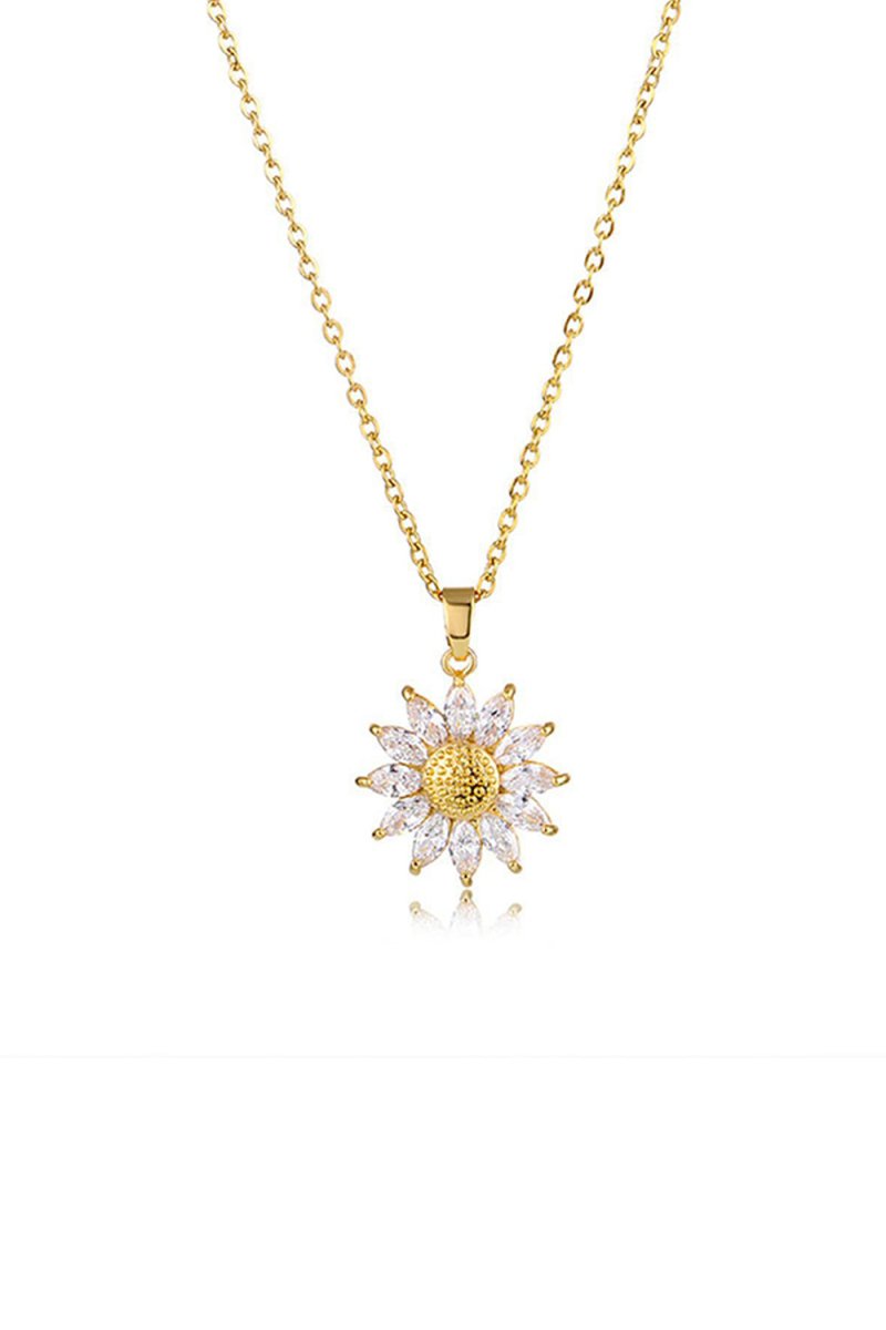 Sunflower Pendant Zircon Necklace - KissProm