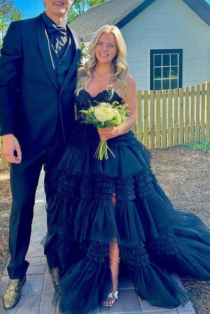 Adelyn |A-Line Sweetheart Tiered Long Tulle Prom Dress