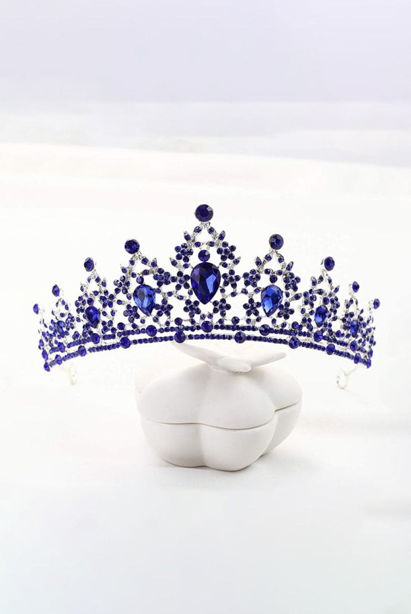 Crystal - Embellished Tiara in Blue Tone - KissProm