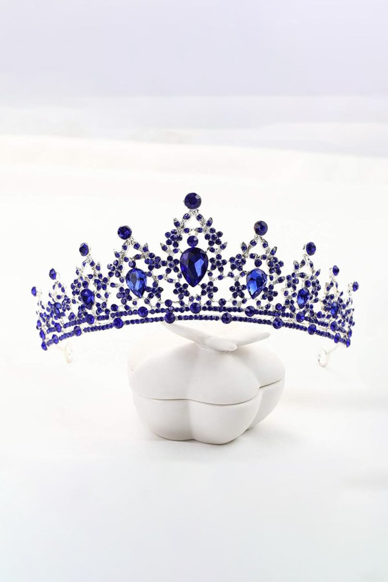 Crystal - Embellished Tiara in Blue Tone - KissProm