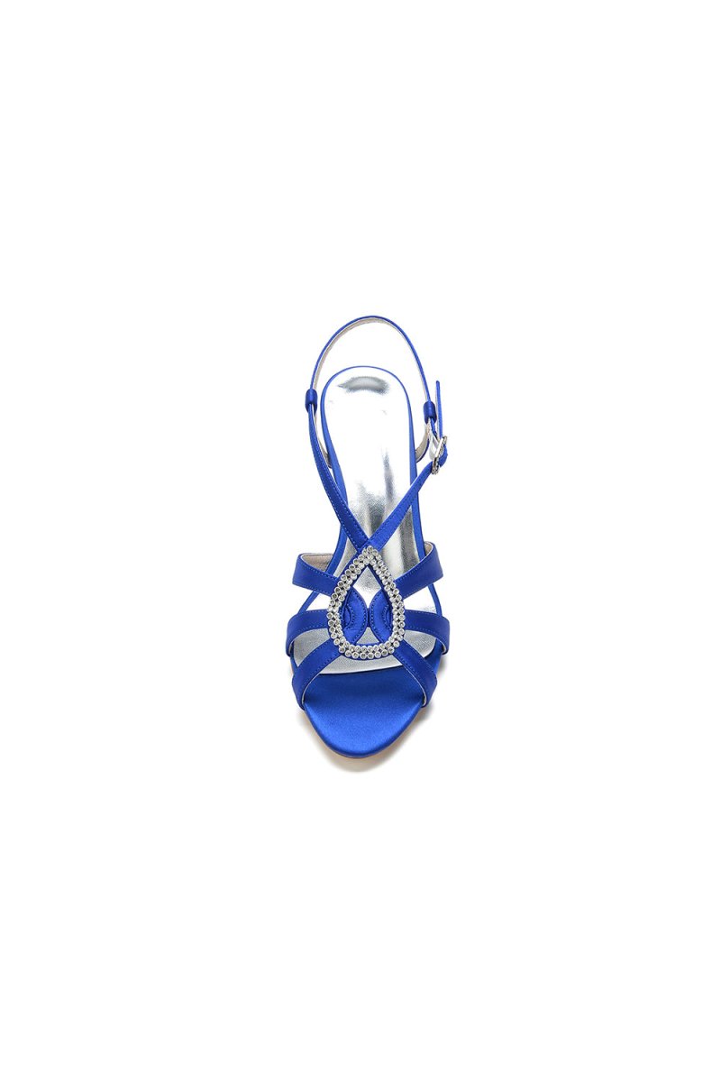 Chic Blue Silk Sandals Featuring Decorative Metal Ring - KissProm