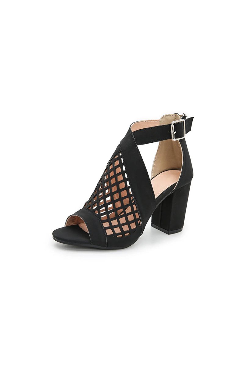 Outdoor Peep Toe Chunky Heel Fashion Shoes With Hollow - out - KissProm