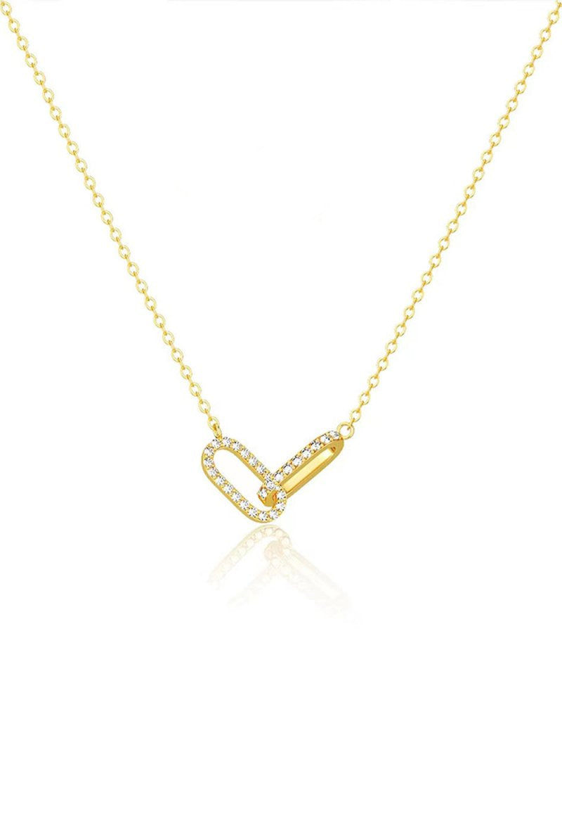 Double Oval Knot Pendant Diamond Necklace - KissProm